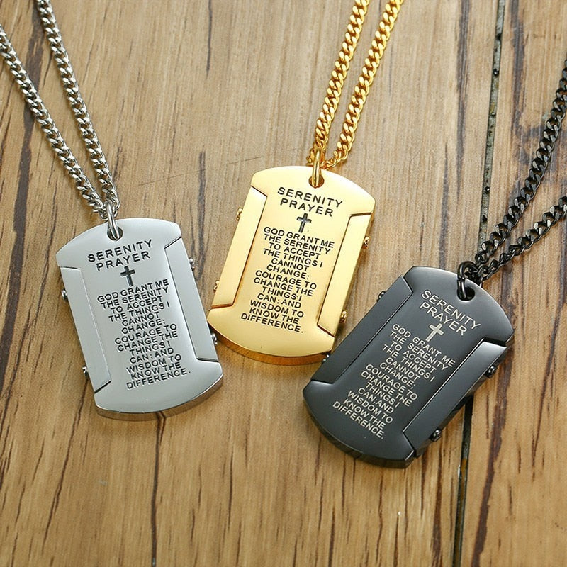 Serenity prayer dog hot sale tag necklace