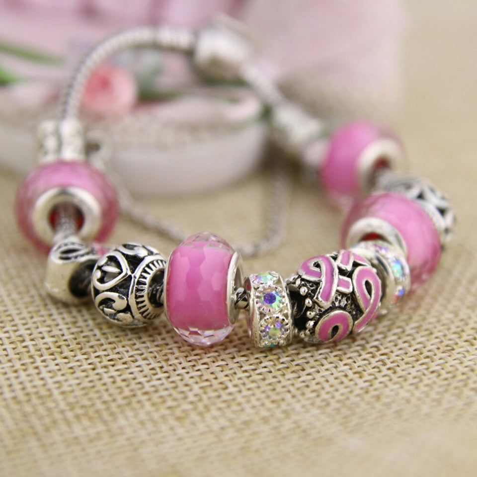 Crystal Charm Bracelet Pink 1 / 21cm